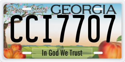 GA license plate CCI7707
