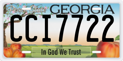 GA license plate CCI7722