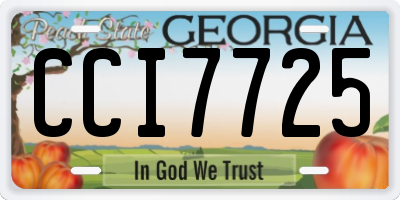 GA license plate CCI7725