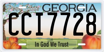 GA license plate CCI7728
