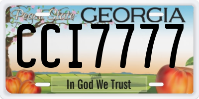 GA license plate CCI7777