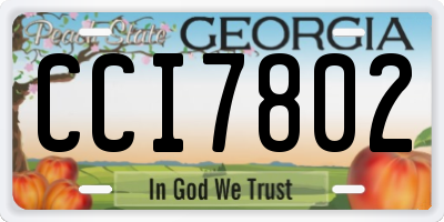 GA license plate CCI7802