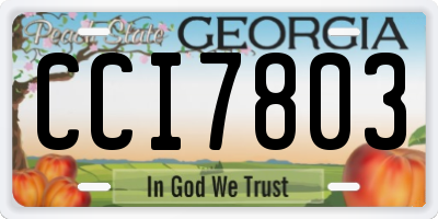 GA license plate CCI7803