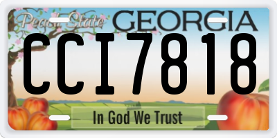 GA license plate CCI7818
