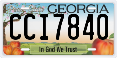 GA license plate CCI7840