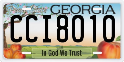 GA license plate CCI8010
