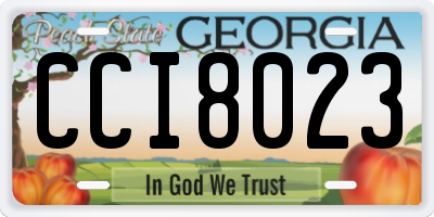 GA license plate CCI8023