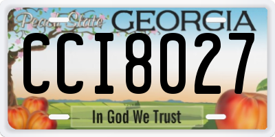 GA license plate CCI8027