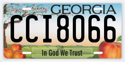 GA license plate CCI8066