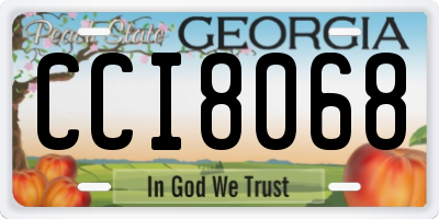 GA license plate CCI8068
