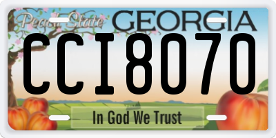 GA license plate CCI8070