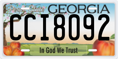 GA license plate CCI8092