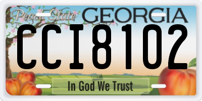 GA license plate CCI8102