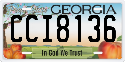 GA license plate CCI8136
