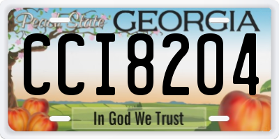 GA license plate CCI8204