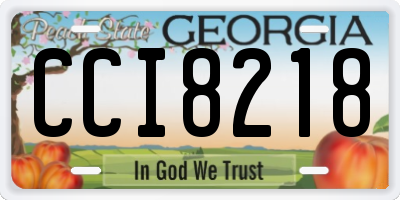 GA license plate CCI8218