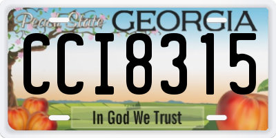 GA license plate CCI8315