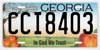 GA license plate CCI8403