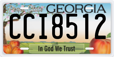 GA license plate CCI8512