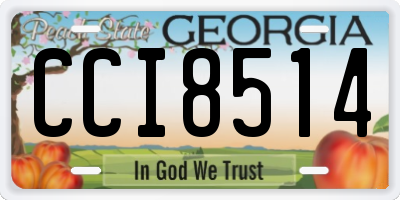 GA license plate CCI8514