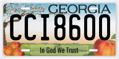 GA license plate CCI8600
