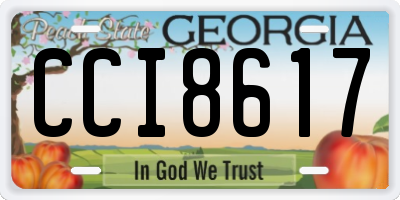GA license plate CCI8617