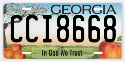 GA license plate CCI8668