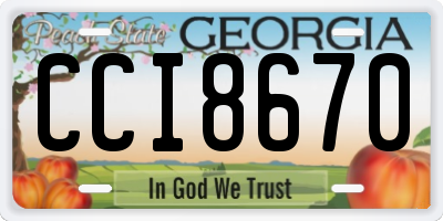 GA license plate CCI8670
