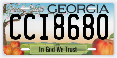 GA license plate CCI8680