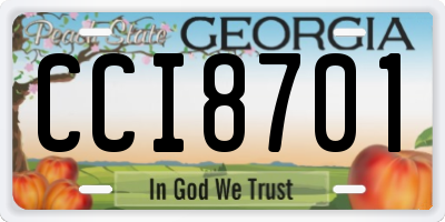GA license plate CCI8701