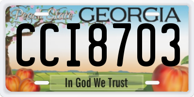 GA license plate CCI8703