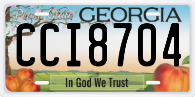 GA license plate CCI8704
