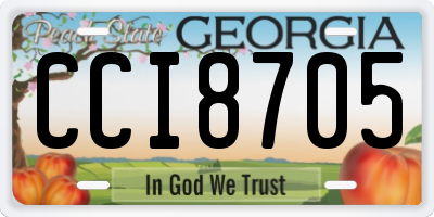 GA license plate CCI8705