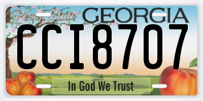 GA license plate CCI8707