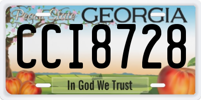 GA license plate CCI8728