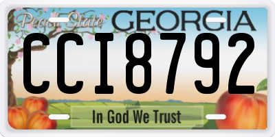 GA license plate CCI8792