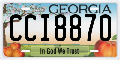 GA license plate CCI8870