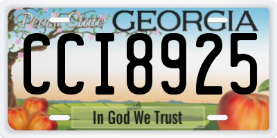 GA license plate CCI8925
