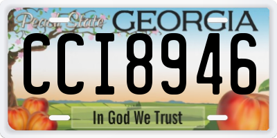 GA license plate CCI8946