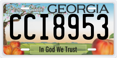 GA license plate CCI8953