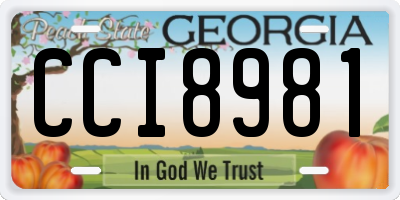 GA license plate CCI8981