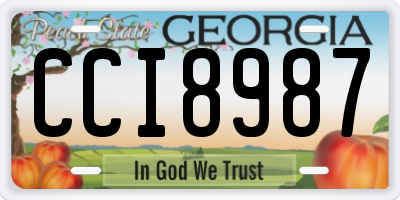GA license plate CCI8987
