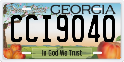 GA license plate CCI9040