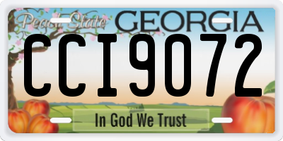 GA license plate CCI9072
