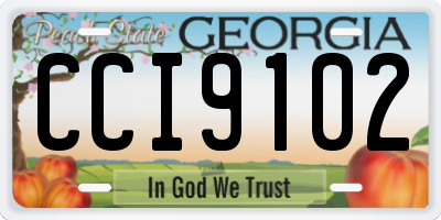 GA license plate CCI9102