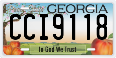 GA license plate CCI9118