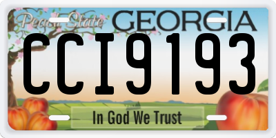 GA license plate CCI9193