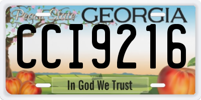 GA license plate CCI9216