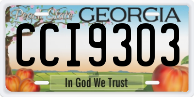 GA license plate CCI9303