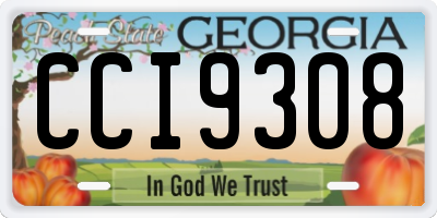 GA license plate CCI9308